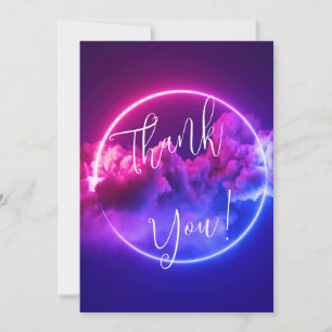 Custom Neon Sign Pink & Purple Clouds Blank  Invitation