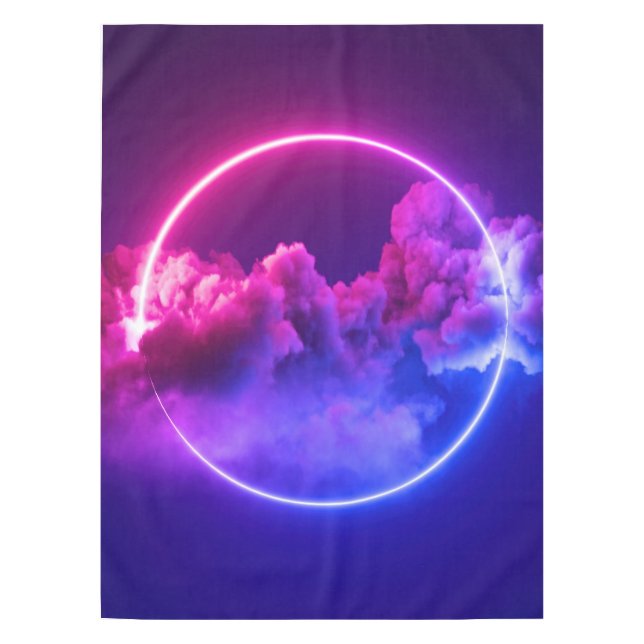 Custom Neon Sign Pink & Purple Clouds Tablecloth (Front)