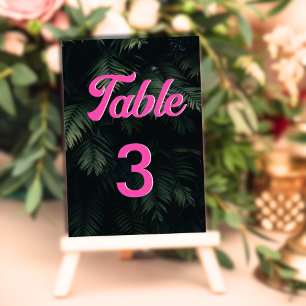 Custom Neon Tropical Pink Modern Table Numbers