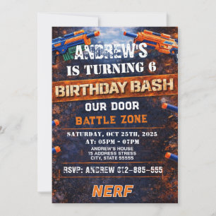 Custom Nerf Birthday Invitation