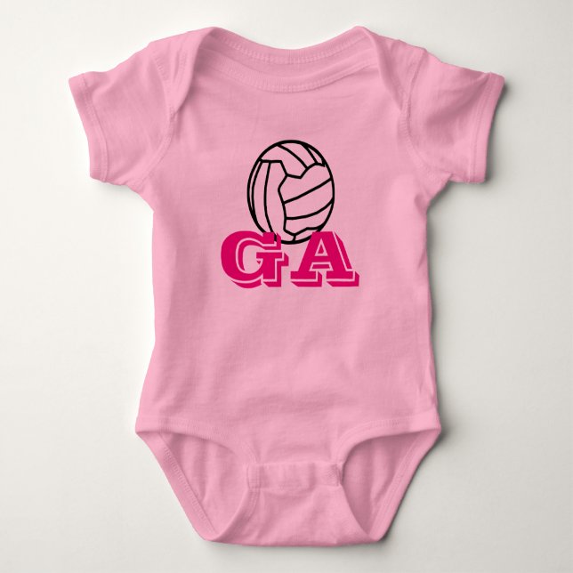 Custom Netball Player Position Ball Print Baby Bodysuit (Front)