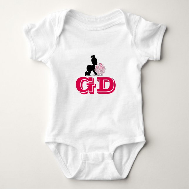 Custom Netball Player Position Themed Baby Bodysuit (Front)