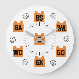 Custom Netball Team Colour Large Clock