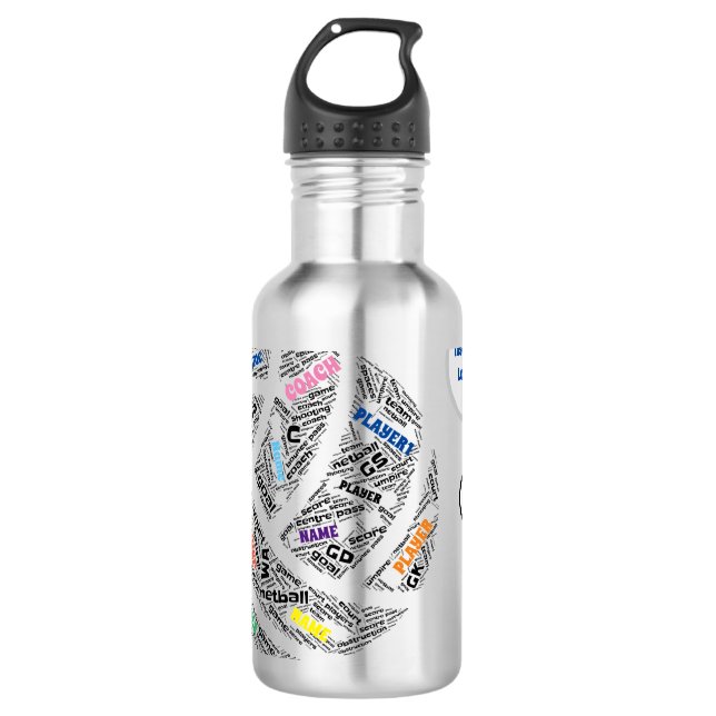 Custom Netball Team Named Water Bottle (Front)