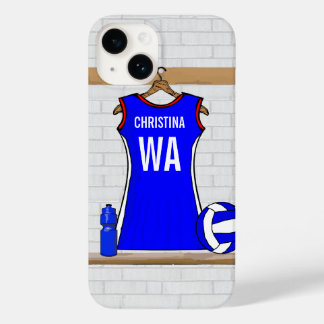 Custom Netball Uniform Blue with Red  and White Case-Mate iPhone 14 Case