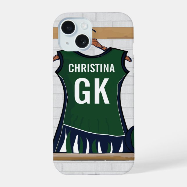 Custom Netball Uniform iPhone 15 Case (Back)