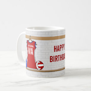 Custom Netball Uniform Red with Blue and White Coffee Mug