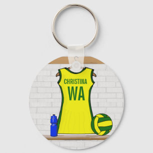 Custom Netball Uniform Yellow and Green Key Ring