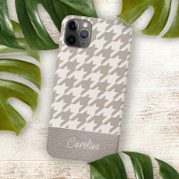 Custom Neutral Ivory Taupe Houndstooth Pattern
