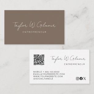 Custom Neutral Script Name Entrepreneur Modern Business Card