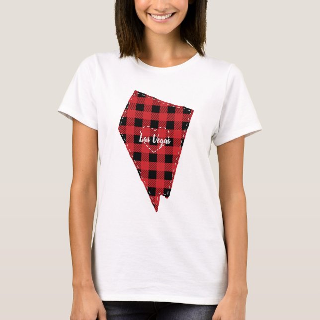 Custom Nevada Hometown State Plaid Christmas T-Shirt (Front)