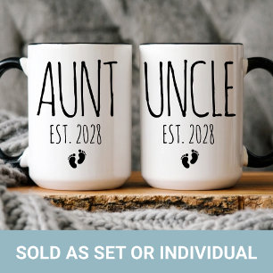 Custom New Aunt and Uncle Mug Set Baby Reveal Gift