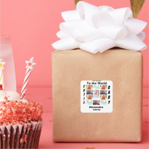 Custom New Baby 11 Photo Collage  Square Sticker