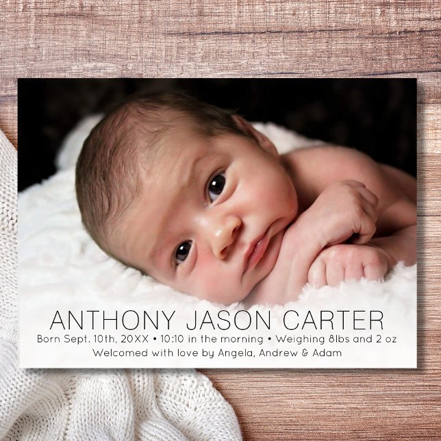 Custom New Baby Newborn Boy Birth Stats | PHOTO Announcement (Creator Uploaded)