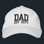 Custom New Dad Established Father Est Year Daddy Embroidered Hat<br><div class="desc">Custom New Dad Baseball Hat,  Customisable Papa Father from wife,  established Gift for him embroidery,  husband establish Customised Daddy Date,  Father's Day Matching est cap,  padre couple partner Valentine's your,  present Embroider Her Mum Personalised,  Birthday Christmas Baby Boy Anniversary,  His Birth Personalised Son Workout,  with Girl Daughter Minimalist Postpartum</div>