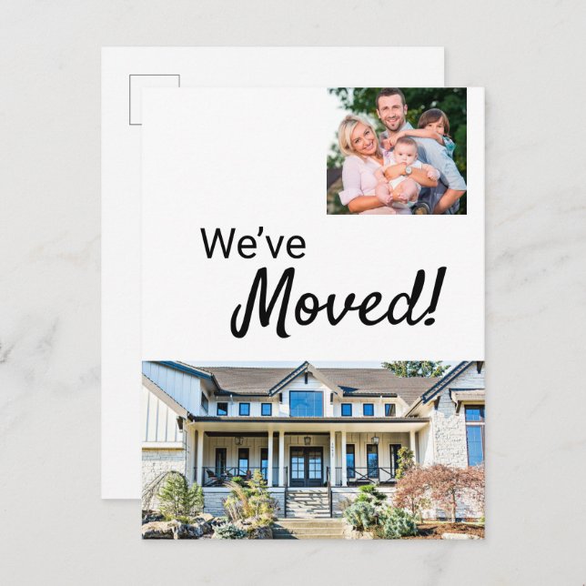 Custom New Home Family Photo and New address Announcement Postcard (Front/Back)