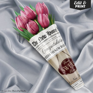  Custom New Home Gift Housewarming Flower Bouquet Wrapping Paper Sheet