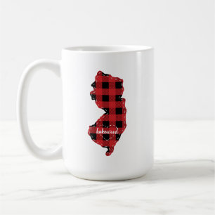 Custom New Jersey State Hometown Plaid Christmas Coffee Mug