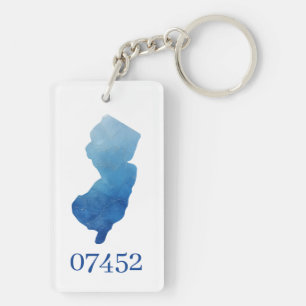 Custom New Jersey State Shape Zip Code New Home Key Ring