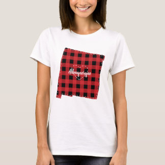 Custom New Mexico Hometown State Plaid Christmas T-Shirt