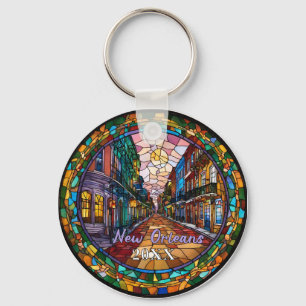Custom New Orleans Bourbon Street Dated  Key Ring