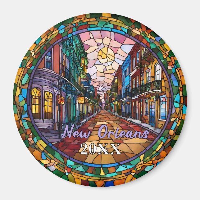 Custom New Orleans Bourbon Street Dated  Magnet (Front)