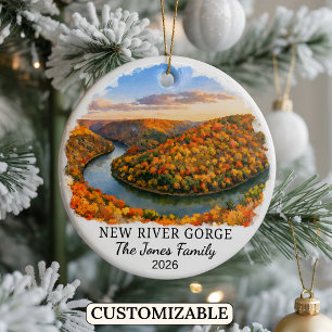Custom New River Gorge National Park West Virginia Ceramic Tree Decoration