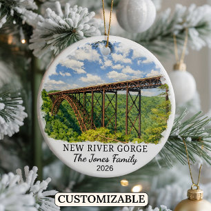 Custom New River Gorge National Park West Virginia Ceramic Tree Decoration