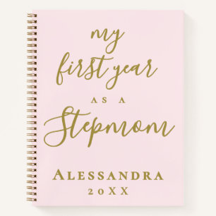 Custom New Stepmom Pastel Pink Gold Calligraphy  Notebook