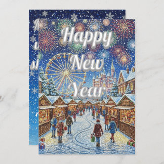 Custom New Year's design with blue sky Holiday Card