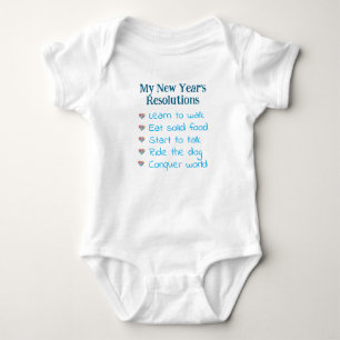 Custom New Year's Resolutions, Boy, Funny    Baby Bodysuit