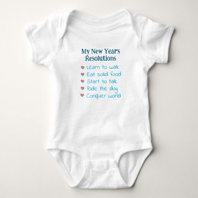 Custom New Year's Resolutions, Boy, Funny    Baby Bodysuit (Front)