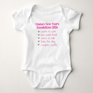 Custom New Year's Resolutions, Girl, Funny Baby Bodysuit