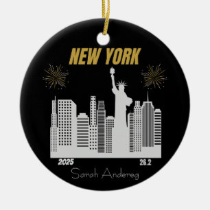 Custom New York 2025 Marathon Runner Gift Ceramic Tree Decoration