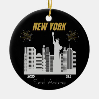 Custom New York 2025 Marathon Runner Gift Ceramic Tree Decoration