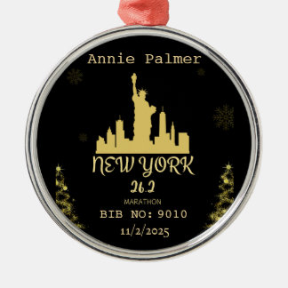 Custom New York Marathon Finisher Gift Metal Tree Decoration