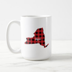 Custom New York State Hometown Plaid Christmas Coffee Mug