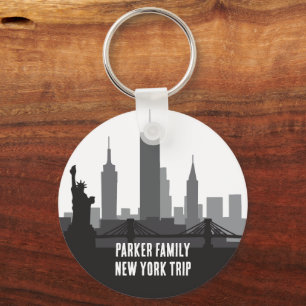 Custom New York Trip Skyline Statue of Liberty Key Ring