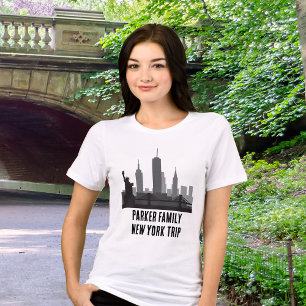 Custom New York Trip Skyline Statue of Liberty Tri-Blend Shirt