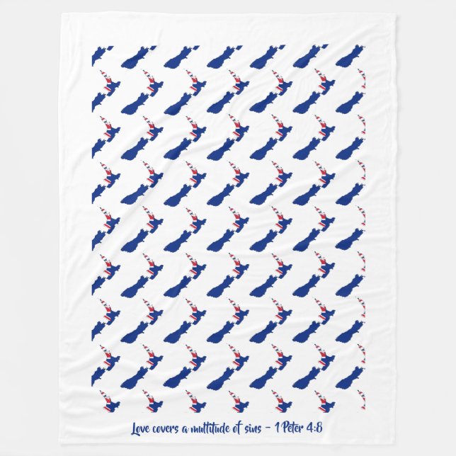 Custom NEW ZEALAND Flag Fleece Blanket (Front)