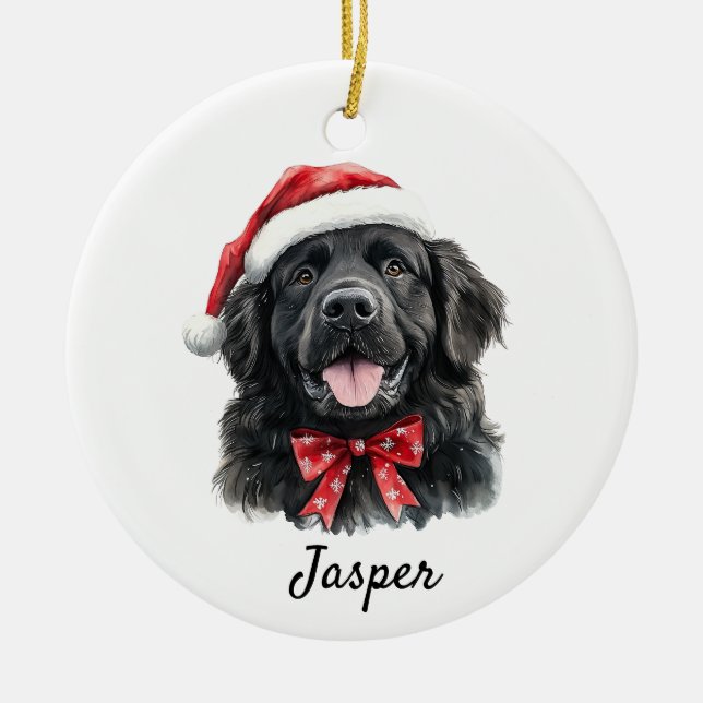 Custom Newfoundland Dog Ceramic Tree Decoration (Front)