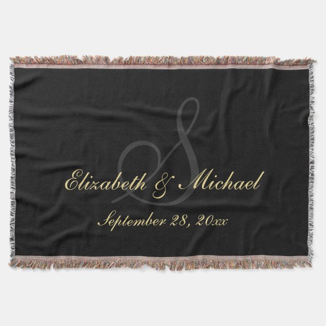 Custom Newlywed Couple Anniversary Wedding Gift Throw Blanket (Front)
