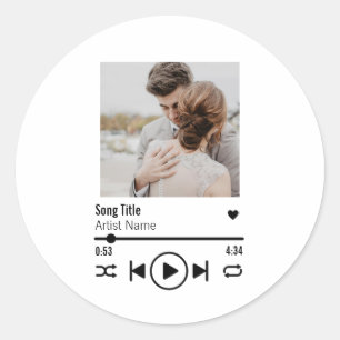 Custom Newlywed Photo Song Playlist Classic Round Sticker