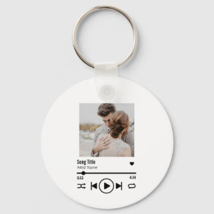 Custom Newlywed Photo Song Playlist Key Ring