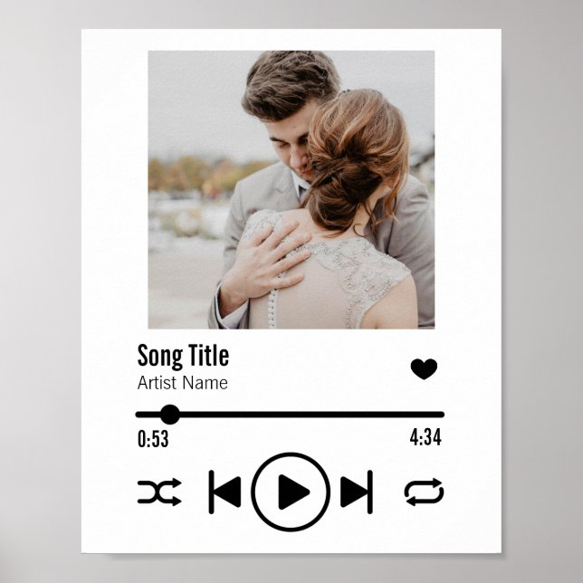 Custom Newlywed Photo Song Playlist Poster (Front)