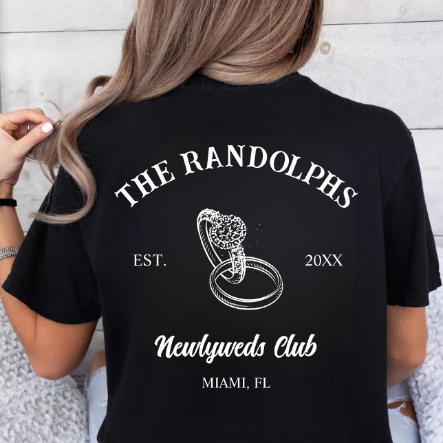 Custom Newlyweds Club Just Married Honeymoon Mrs T-Shirt (Creator Uploaded)