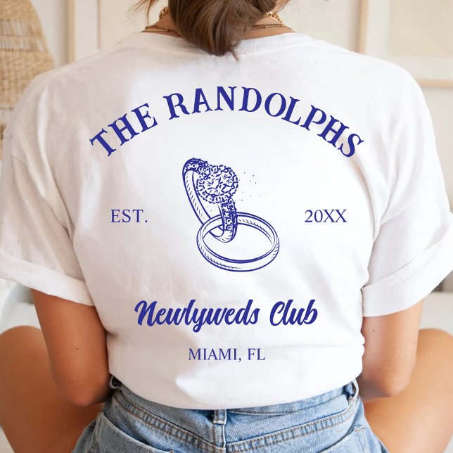 Custom Newlyweds Club Just Married Honeymoon Mrs T-Shirt (Creator Uploaded)