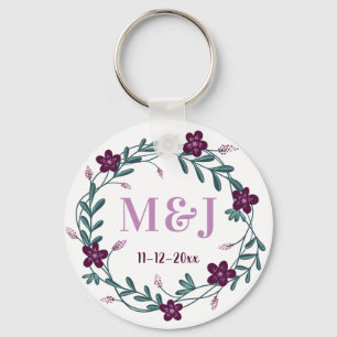 Custom Newlyweds Monograms and Wedding Date Favors Key Ring