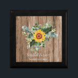 Custom Newlyweds Rustic Sunflowers Eucalyptus Leaf Gift Box<br><div class="desc">Congratulations on your engagement! We wish you a lifetime filled with happiness and joy. This modern and elegant wedding design is just one of the many design themes available in this store, created to fit your needs and budget. You can edit the template fields from this page or access Zazzle's...</div>