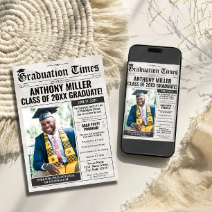 Custom Newspaper Graduation Invite Announcement